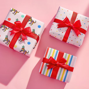 Cute Colorful Tiger Stripe Dot Birthday Gift Wrapping Paper Sheet