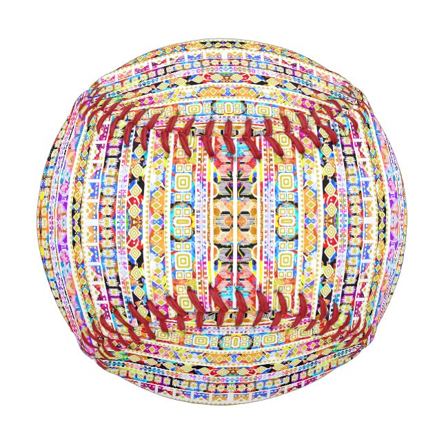 Cute colorful tribal aztec pattern baseball (Front)