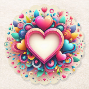 Cute colorful Valentines day iPhone / iPad case Paper Coaster