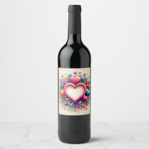Cute Colorful Valentines heart Mug Wine Label