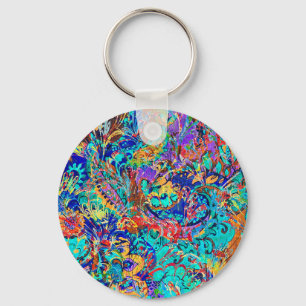 Cute colorful vintage floral key ring
