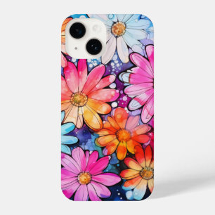 Cute Colorful Vintage Flower Art iPhone 14 Case