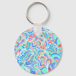 Cute colorful vintage swirl flowers favor box key ring