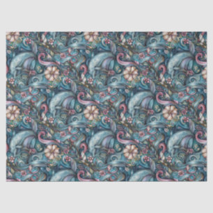Cute Colorful Watercolor Floral Dolphins Decoupage Tissue Paper