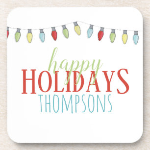 Cute Colorful Whimsical String Lights Coaster