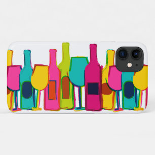 Cute colorful wine bottles pattern iPhone 11 case
