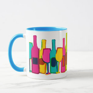 Cute colorful wine bottles pattern mug