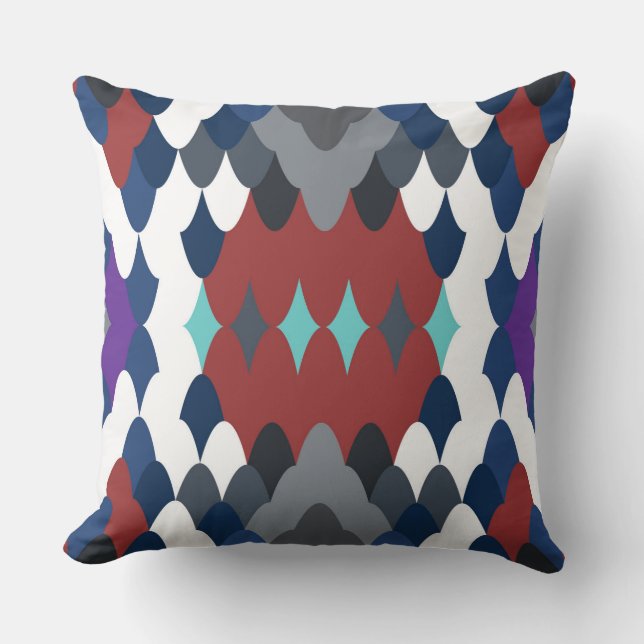 Cute colotful fish crust pattern cushion (Front)