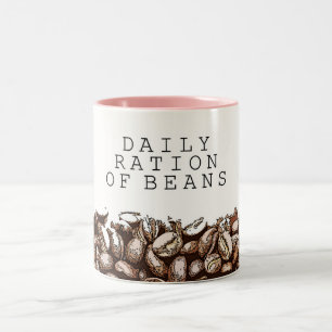 Cute Colour Block Daily Ration of Beans Coffee Two-Tone Coffee Mug