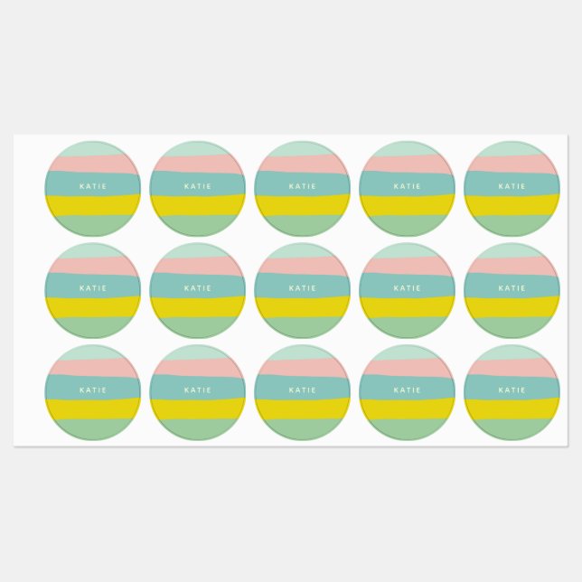 Cute Colour Block Stripes in Minty Pastels (Sheet)