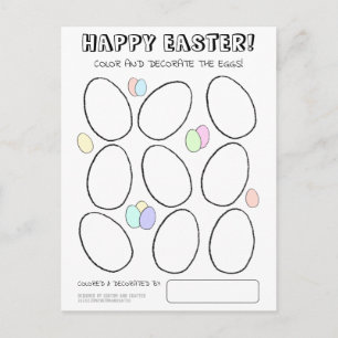 Cute Colour & Decorate Easter Egg Colouring Activi Postcard