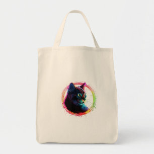 cute colour full cat design tote bag