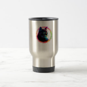 cute colour full cat design  travel mug