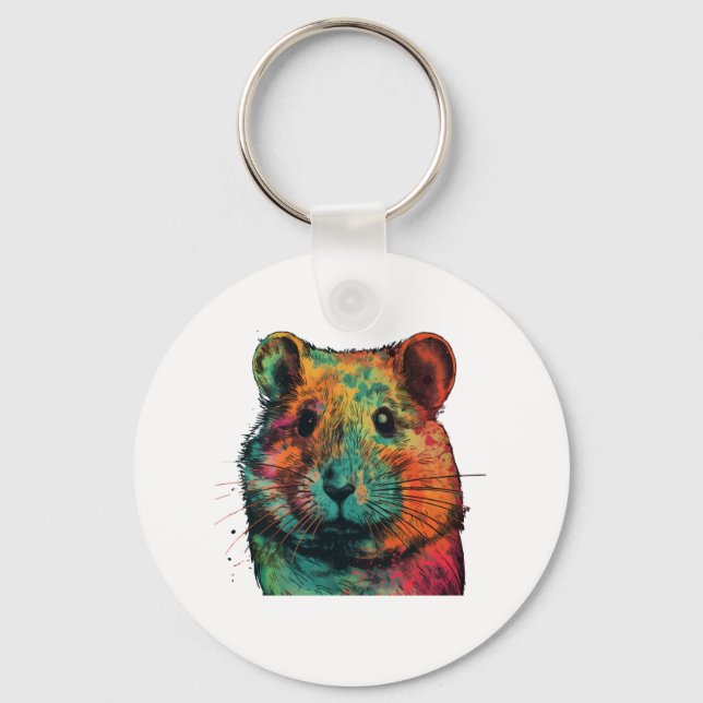 cute colour full hamster art design  key ring (Front)