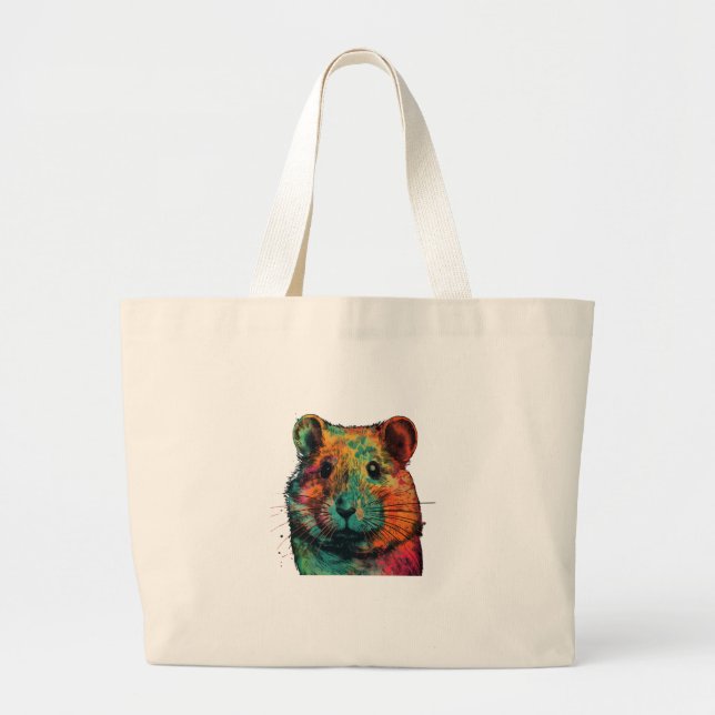 cute colour full hamster art design  large tote bag (Front)