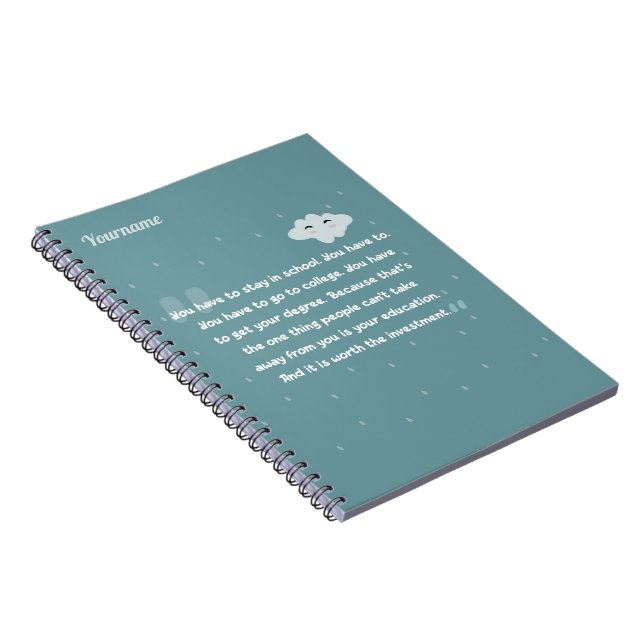 cute colour quotes with clouds and raindrops notebook (Right Side)