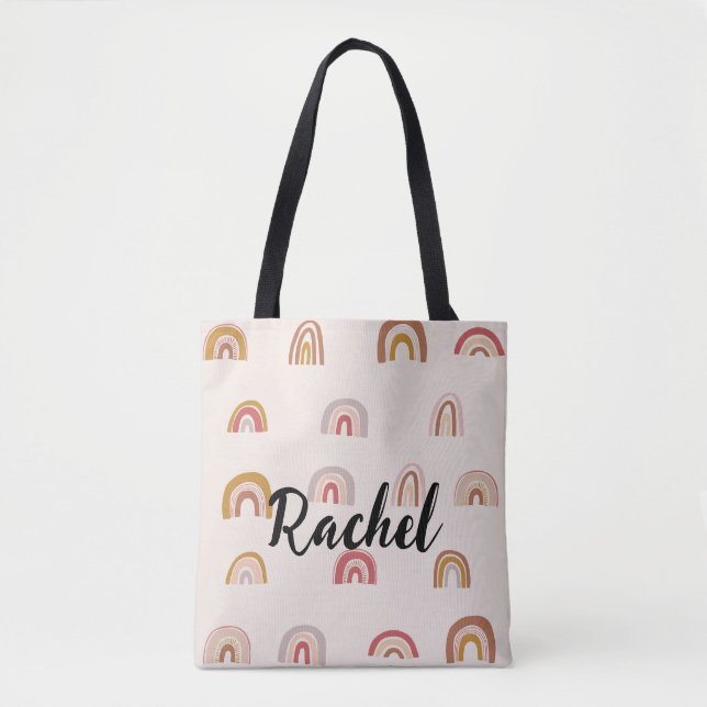 cute colour Rainbow  personalised Tote Bag (Front)