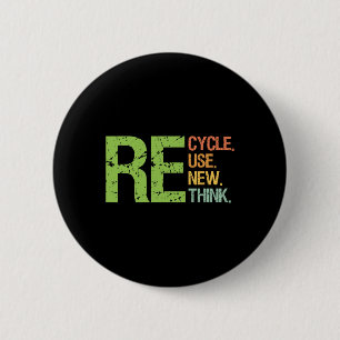 Cute Colour Recycle Reuse Renew Rethink Earth Day 6 Cm Round Badge