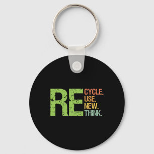 Cute Colour Recycle Reuse Renew Rethink Earth Day Key Ring