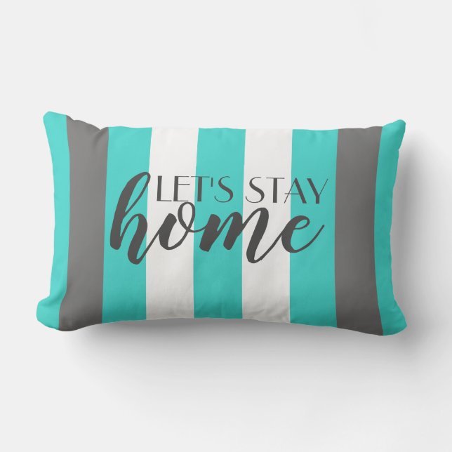 Cute Colour Striped Grey and Blue Pattern With Tex Lumbar Cushion (Front)