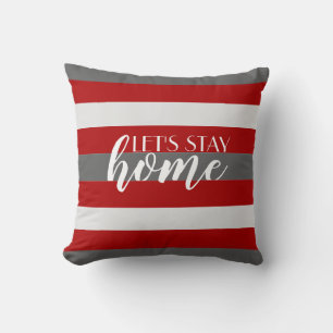 Cute Colour Striped Grey and Red Pattern With Text Cushion