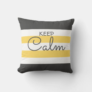 Cute Colour Striped Grey and Yellow With Text  Cushion