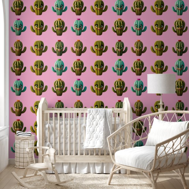 Cute coloured cacti wallpaper (Kids)