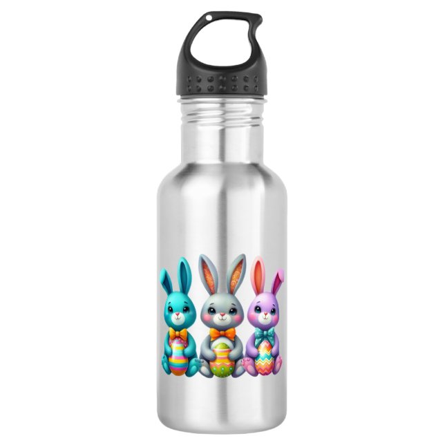 Cute, colourful 3 Easter bunny 532 Ml Water Bottle (Front)