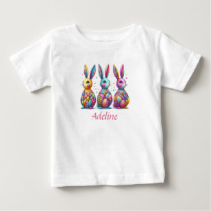 Cute, colourful 3 Easter bunny Baby T-Shirt