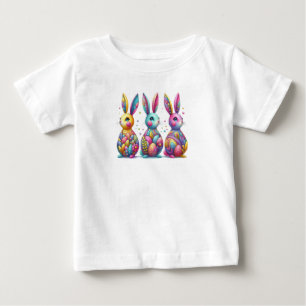 Cute, colourful 3 Easter bunny Baby T-Shirt