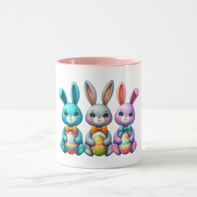 Cute, colourful 3 Easter bunny Mug (Center)