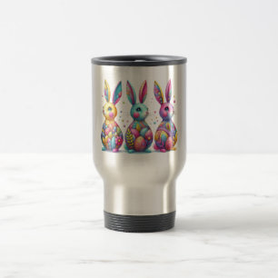 Cute, colourful 3 Easter bunny Travel Mug