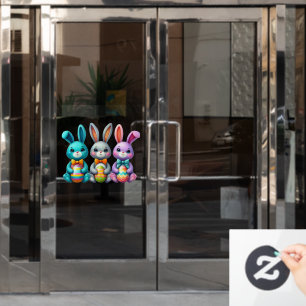 Cute, colourful 3 Easter bunny Window Cling