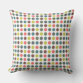 Cute colourful 70s pattern with polka dots cushion