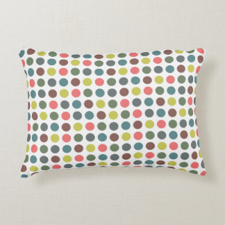 Cute colourful 70s pattern with polka dots decorative cushion