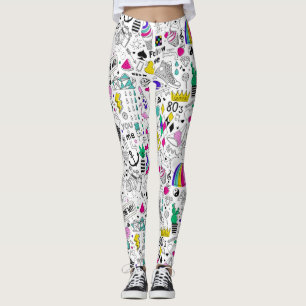Cute Colourful 80s Pattern Leggings