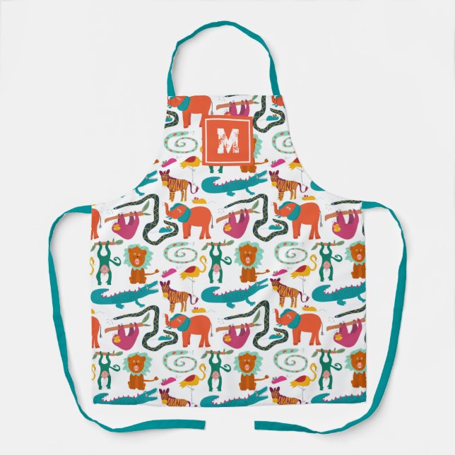 Cute Colourful Abstract Animals Kids Pattern Apron (Front)