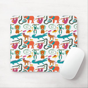 Cute Colourful Abstract Animals Kids Pattern Mouse Mat