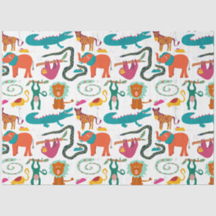 Cute Colourful Abstract Animals Kids Pattern Tissue Paper