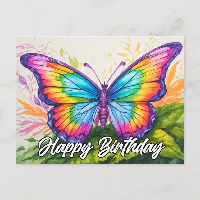 Cute Colourful Abstract Butterfly Doodle Art Holiday Postcard (Front)