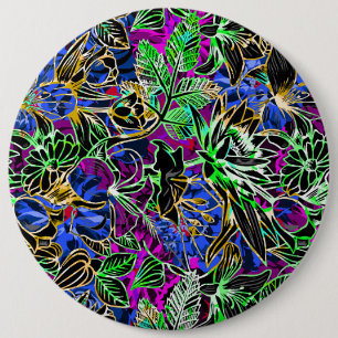 Cute colourful abstract classic flowers 6 cm round badge
