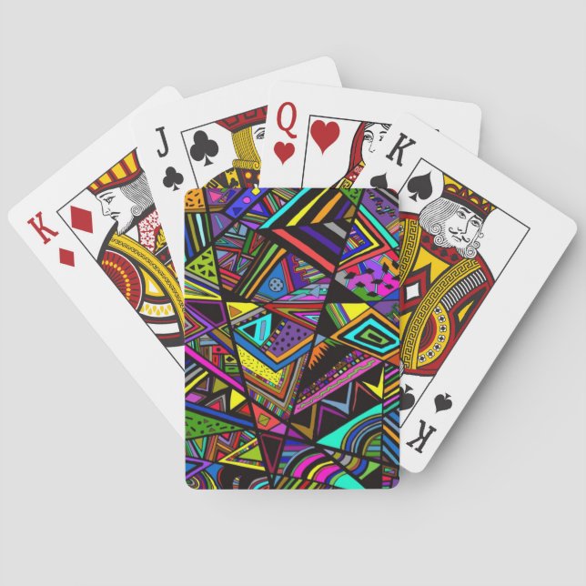 Cute colourful abstract drawing patterns design playing cards (Back)