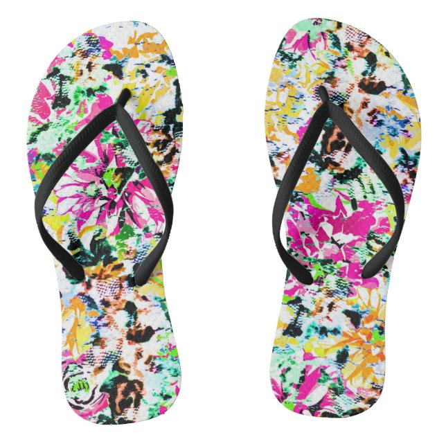 Cute colourful abstract floral flip flops (Footbed)