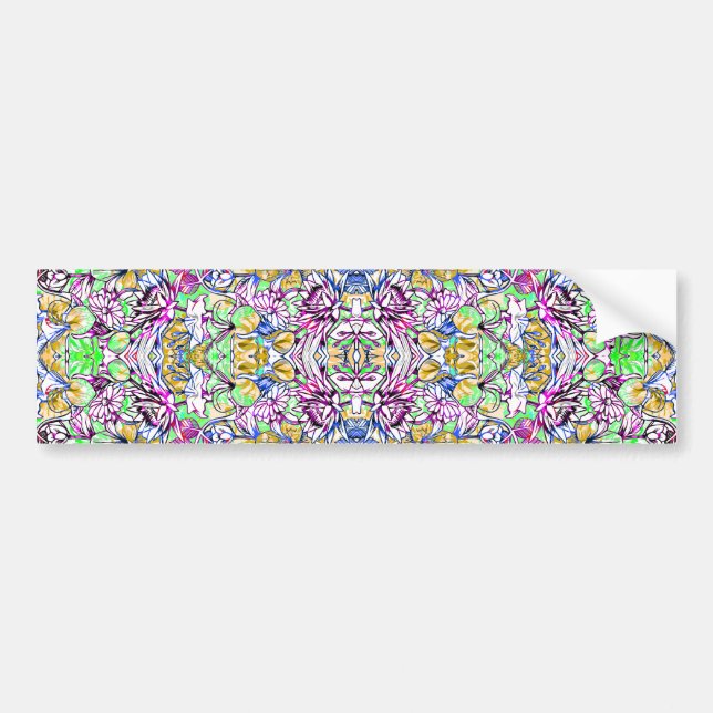Cute colourful abstract flowers bumper sticker (Front)