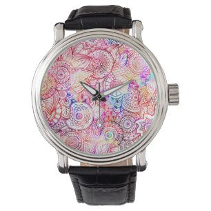 Cute colourful abstract flowers license plate fram watch
