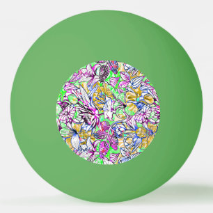 Cute colourful abstract flowers luggage tag ping pong ball