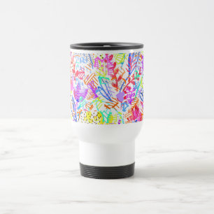 Cute colourful abstract flowers patterns travel mug