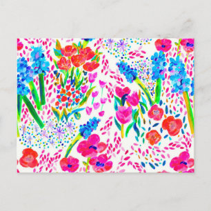 Cute colourful abstract flowers postcard