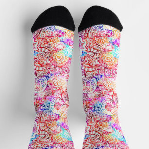 Cute colourful abstract flowers socks