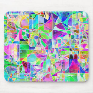 Cute colourful abstract geometric fragments design mouse mat
